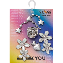 Silver Meta Floral 5 Pack Jibbitz™ charms - Crocs