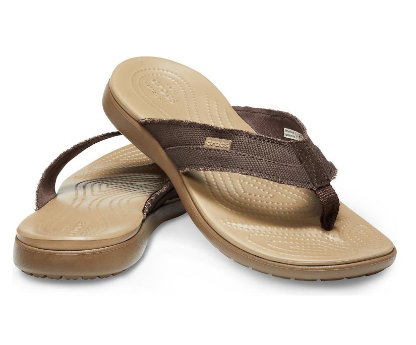 Men Santa Cruz Canvas Flip Espresso / Khaki | Crocs Sandals