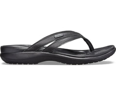 Women Capri Basic Strappy Flip Black / Black | Crocs Sandals