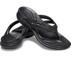 Women Capri Basic Strappy Flip Black / Black | Crocs Sandals