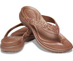 Women Capri V Glitter Flip Bronze | Crocs Sandals