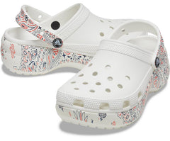 Women Classic Platform Americana Paisley Clog White / Multi | Crocs Clogs