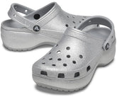 Women Classic Platform Glitter Clog Silver | Crocs Clogs