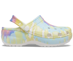 Women Classic Platform Tie-Dye Graphic Clog White / Multi | Crocs Clogs