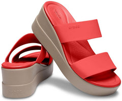 Women Crocs Brooklyn Mid Wedge Flame / Mushroom | Crocs Sandals