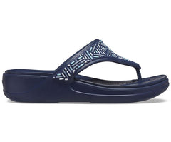 Women Crocs Monterey Beaded Wedge Flip Navy | Crocs Sandals