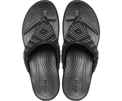 Women Crocs Monterey Shimmer Wedge Flip Black | Crocs Sandals