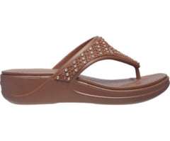 Women Crocs Monterey Shimmer Wedge Flip Bronze | Crocs Sandals