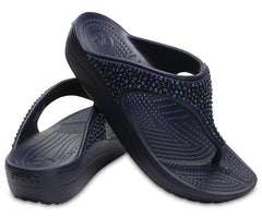 Women Crocs Sloane Embellished Flip Navy / Turquoise | Crocs Sandals