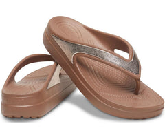 Women Crocs Sloane Shine Wedge Flip Bronze | Crocs Flip-Flops