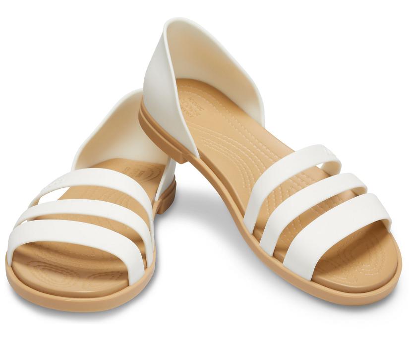 Women Crocs Tulum Open Flat Oyster / Tan | Crocs Sandals