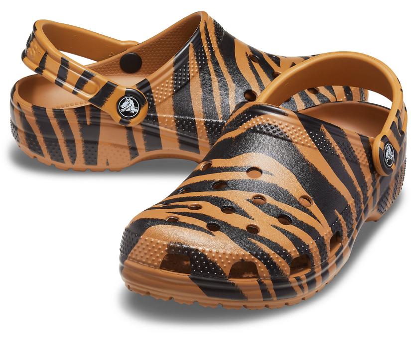 Women/Men Classic Animal Print Clog Dark Gold / Zebra Print | Crocs Clogs