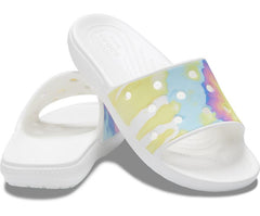 Women/Men Classic Crocs Tie-Dye Graphic Slide White / Multi | Crocs Sandals