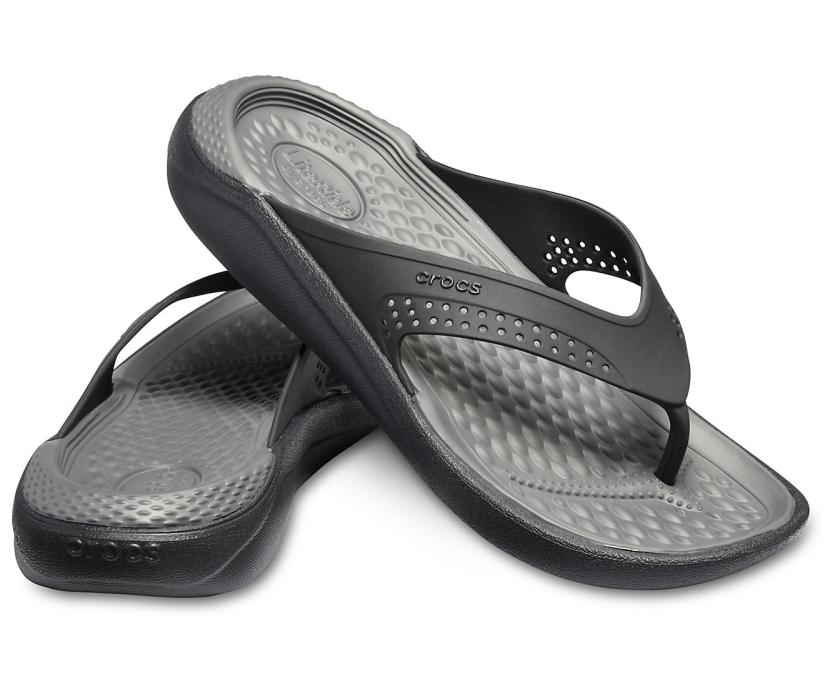 Women/Men LiteRide™ Flip Black/slate Grey | Crocs Sandals