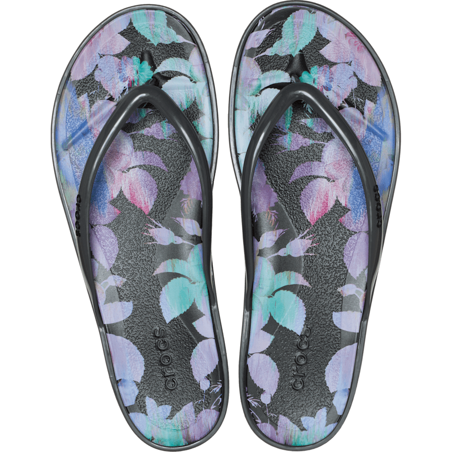 Miami Round Toe Dark Floral Flip - Crocs