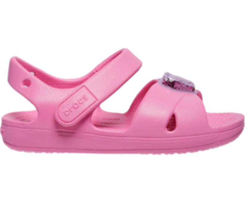 Girls Kids' Classic Cross-Strap Charm Sandal Pink Lemonade | Crocs Sandals
