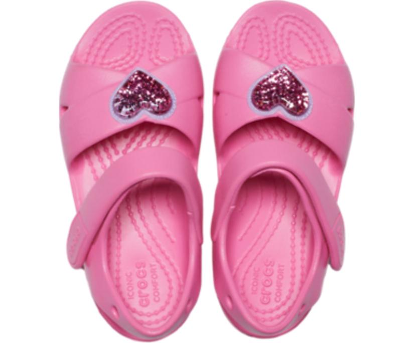 Girls Kids' Classic Cross-Strap Charm Sandal Pink Lemonade | Crocs Sandals