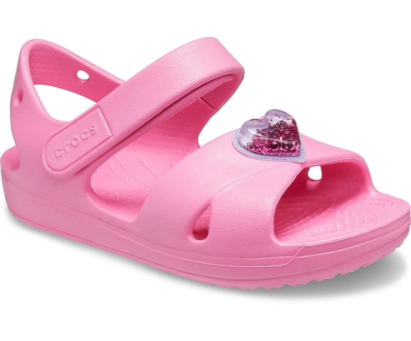 Girls Kids' Classic Cross-Strap Charm Sandal Pink Lemonade | Crocs Sandals