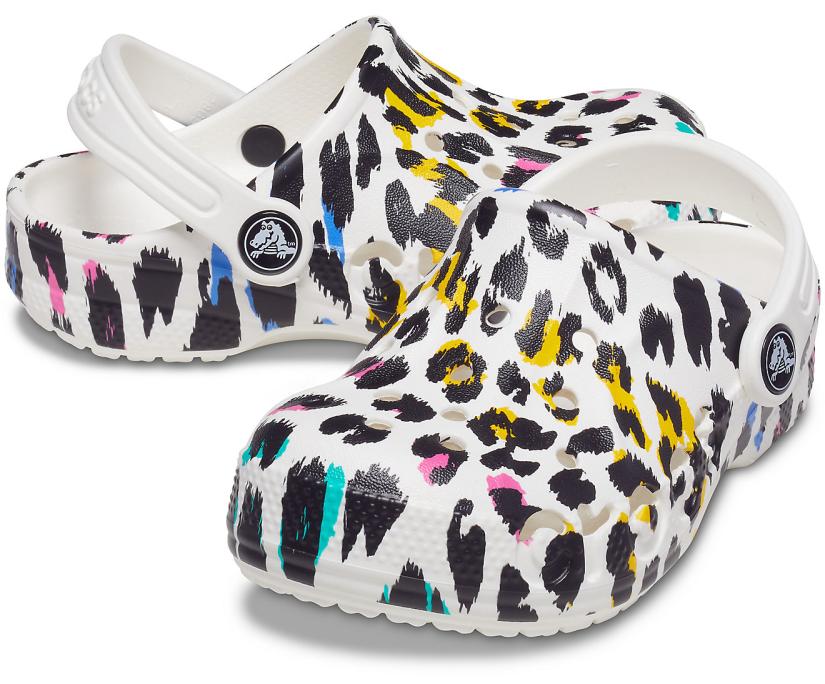 Girls/Boys Kids' Baya Graphic Clog White/leopard | Crocs Clogs
