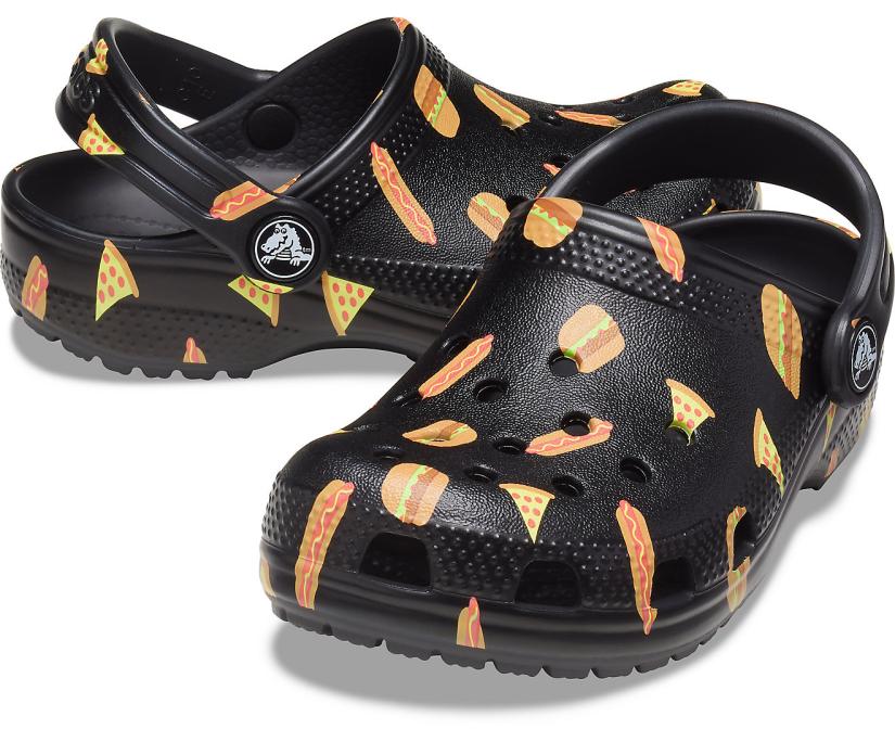 Girls/Boys Kids' Classic Food Print Clog Black | Crocs Clogs