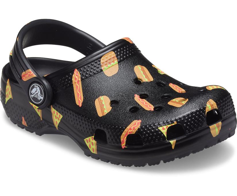 Girls/Boys Kids' Classic Food Print Clog Black | Crocs Clogs