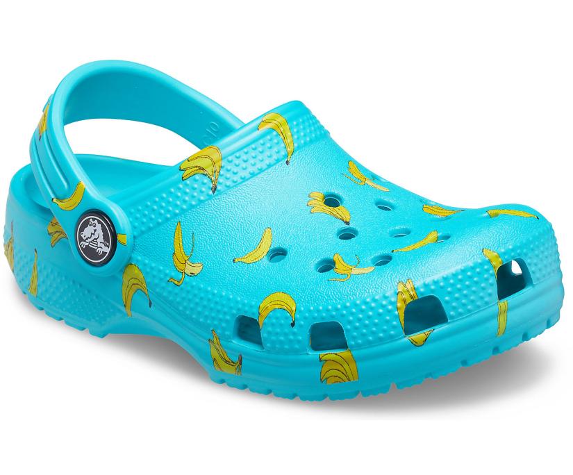 Girls/Boys Kids' Classic Food Print Clog Digital Aqua | Crocs Clogs