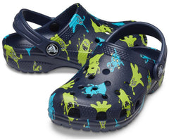 Girls/Boys Kids' Classic Monster Print Clog Navy | Crocs Clogs