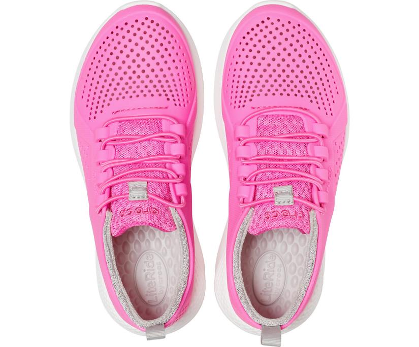 Girls/Boys Kids’ LiteRide™ Pacer Electric Pink / White | Crocs Sneakers