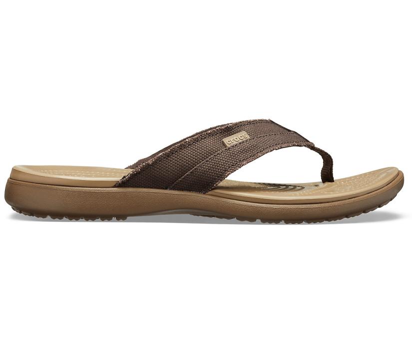 Men Santa Cruz Canvas Flip Espresso / Khaki | Crocs Sandals