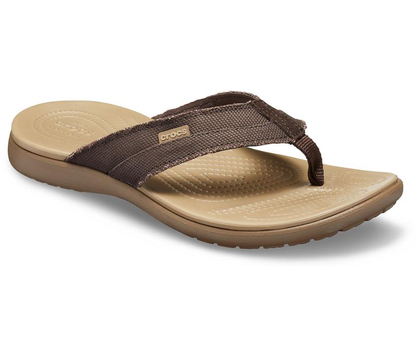 Men Santa Cruz Canvas Flip Espresso / Khaki | Crocs Sandals
