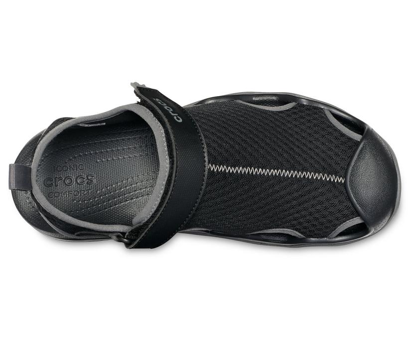 Men Swiftwater™ Mesh Deck Sandal Black | Crocs Sandals