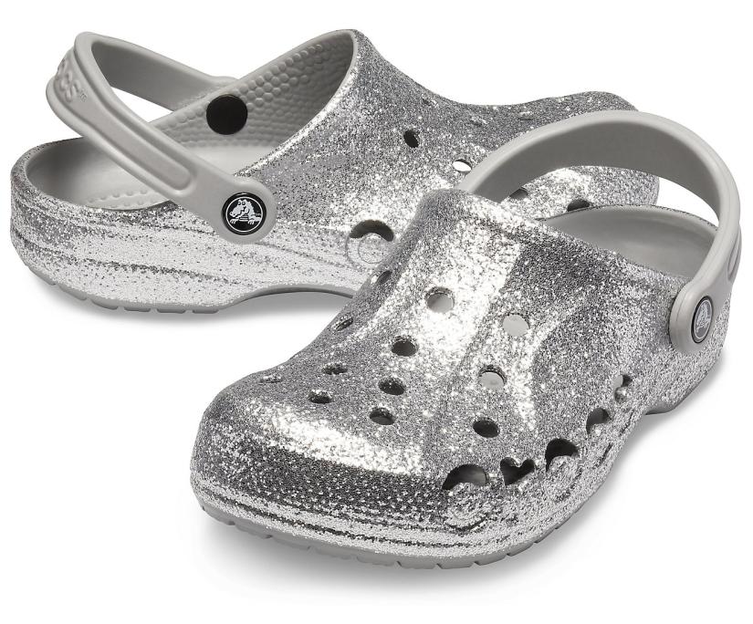 Women Baya Glitter Clog Silver | Crocs Clogs
