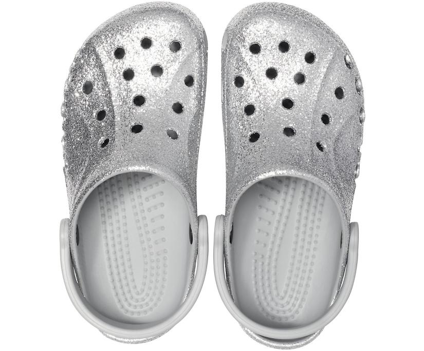 Women Baya Glitter Clog Silver | Crocs Clogs