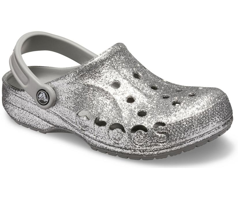 Women Baya Glitter Clog Silver | Crocs Clogs