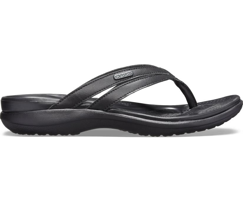 Women Capri Basic Strappy Flip Black / Black | Crocs Sandals