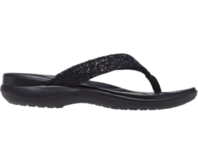 Women Capri V Glitter Flip Black | Crocs Sandals