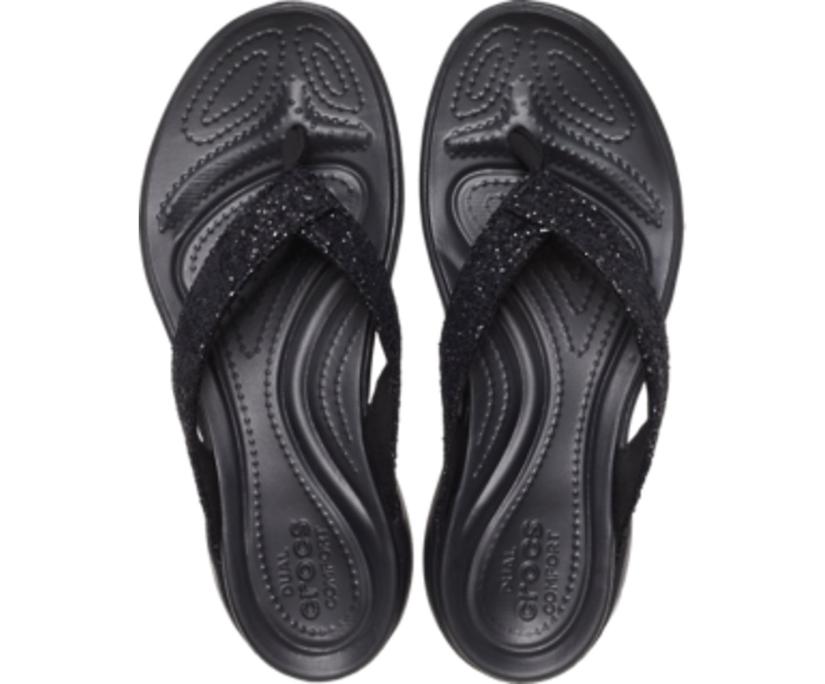 Women Capri V Glitter Flip Black | Crocs Sandals