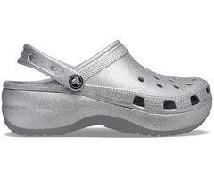 Women Classic Platform Glitter Clog Silver | Crocs Clogs