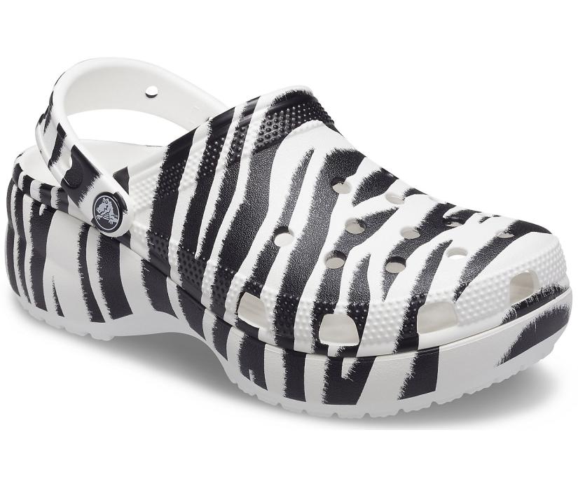 Women Classic Platform Graphic Clog Zebra Print | Crocs Clogs