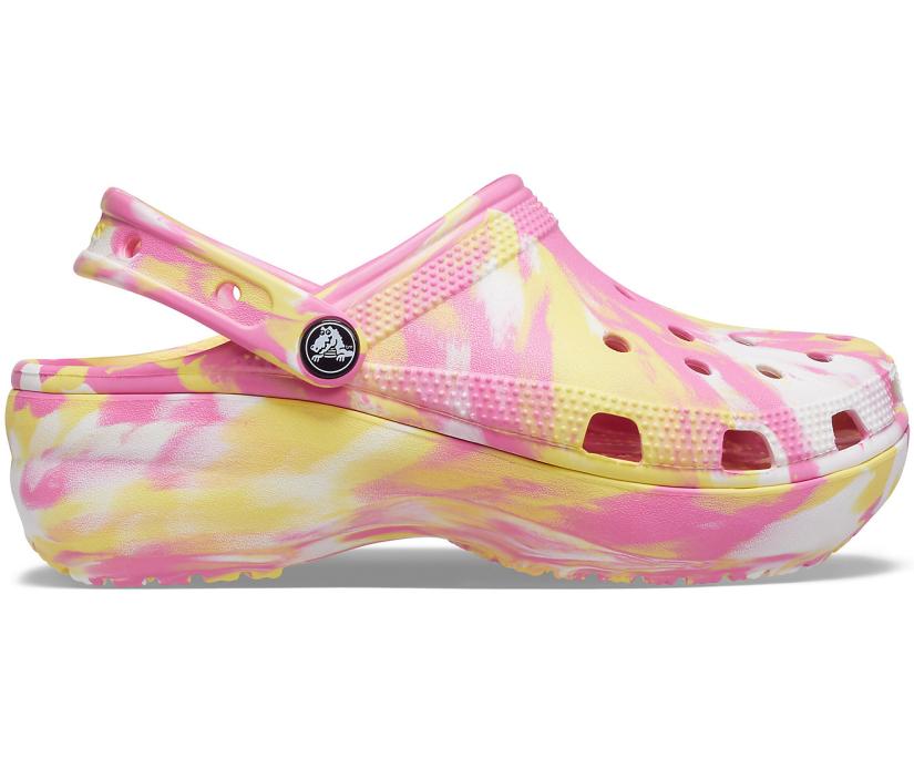 Women Classic Platform Marbled Clog Pink Lemonade / Multi | Crocs Clogs