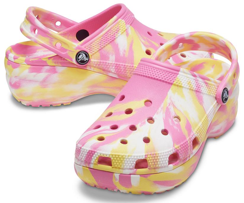 Women Classic Platform Marbled Clog Pink Lemonade / Multi | Crocs Clogs