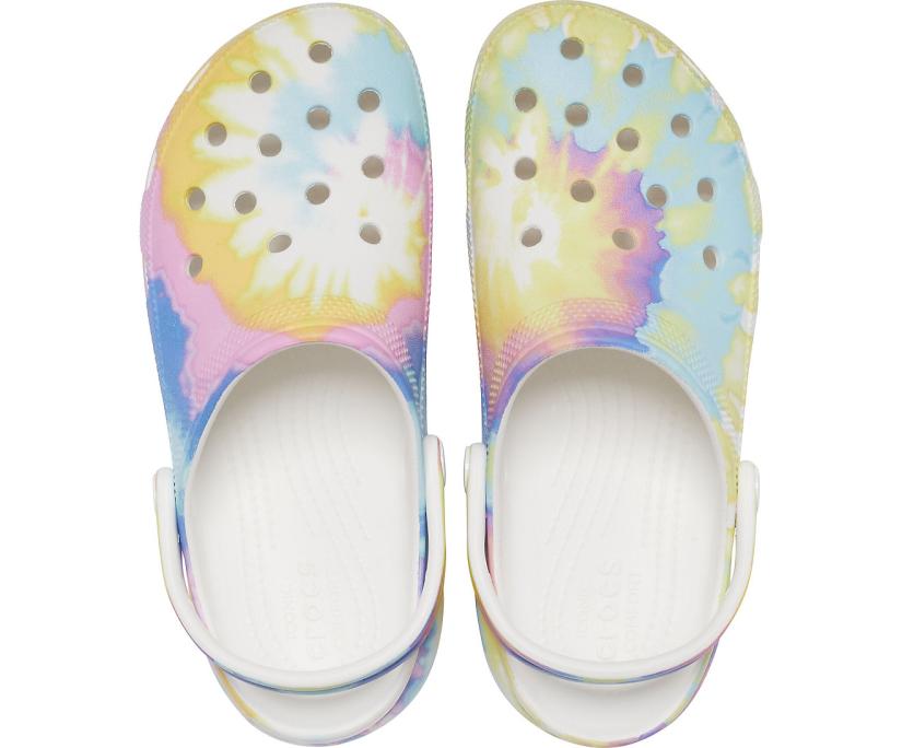 Women Classic Platform Tie-Dye Graphic Clog White / Multi | Crocs Clogs