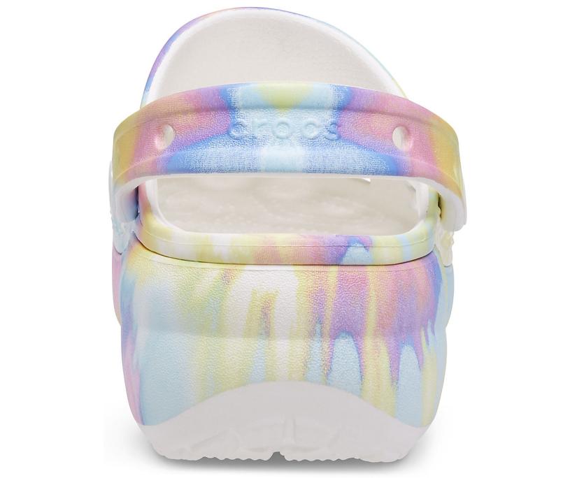 Women Classic Platform Tie-Dye Graphic Clog White / Multi | Crocs Clogs