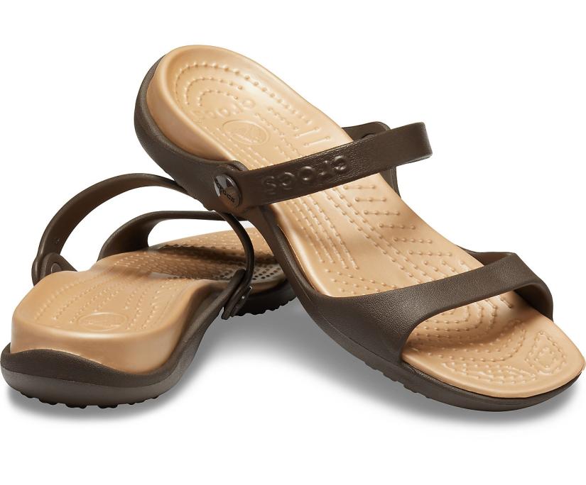 Women Cleo Sandal Espresso / Gold | Crocs Sandals
