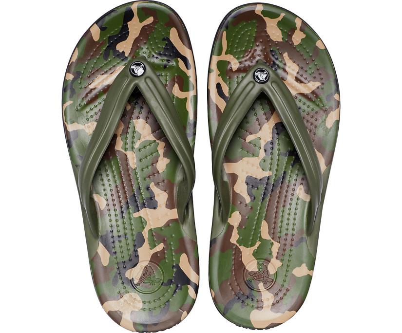 Women Crocband™ Printed Flip Army Green / Black | Crocs Flip-Flops