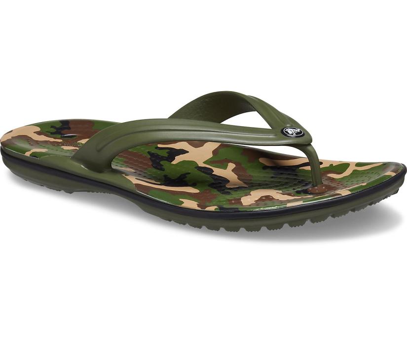 Women Crocband™ Printed Flip Army Green / Black | Crocs Flip-Flops