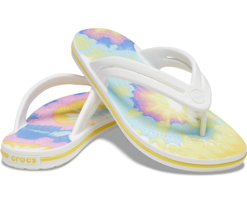 Women Crocband™ Tie-Dye Flip White / Multi | Crocs Flip-Flops