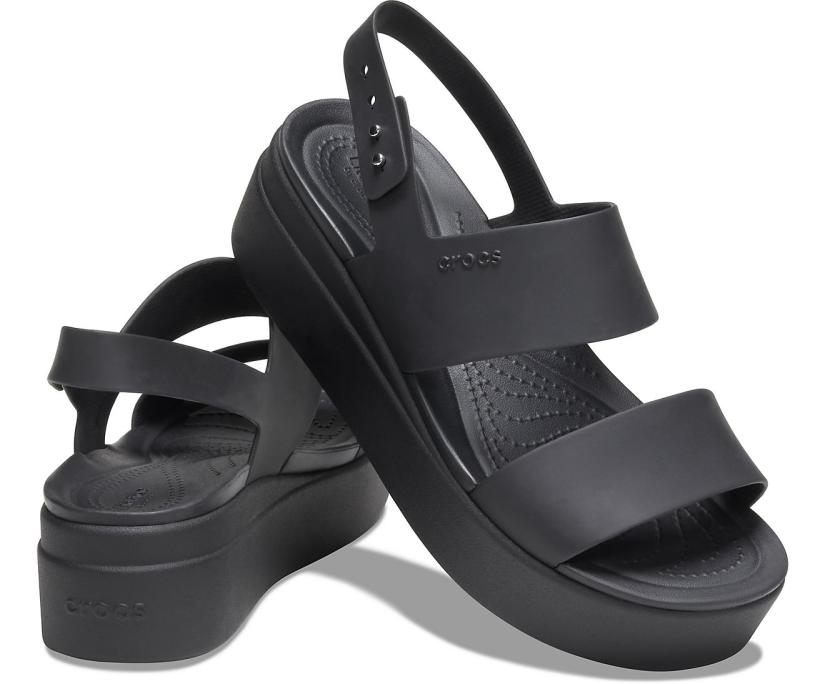 Women Crocs Brooklyn Low Wedge Black / Black | Crocs Sandals