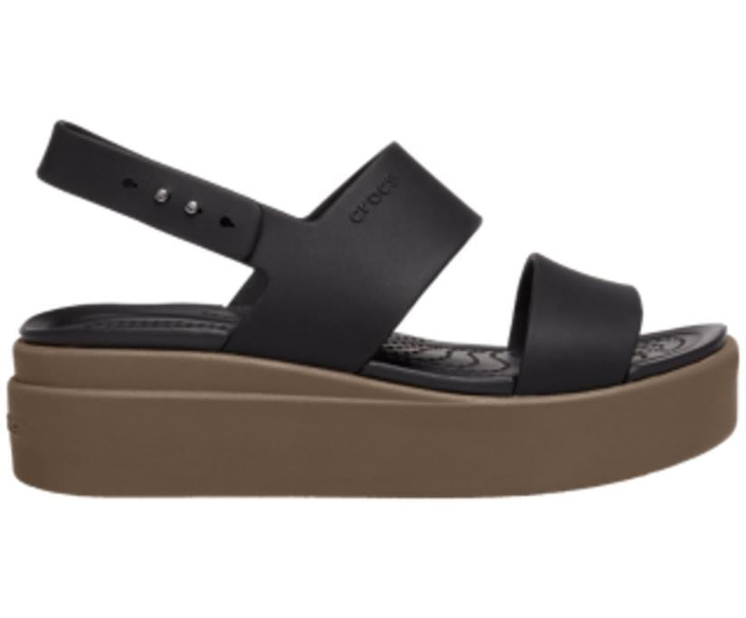 Women Crocs Brooklyn Low Wedge Black / Mushroom | Crocs Sandals