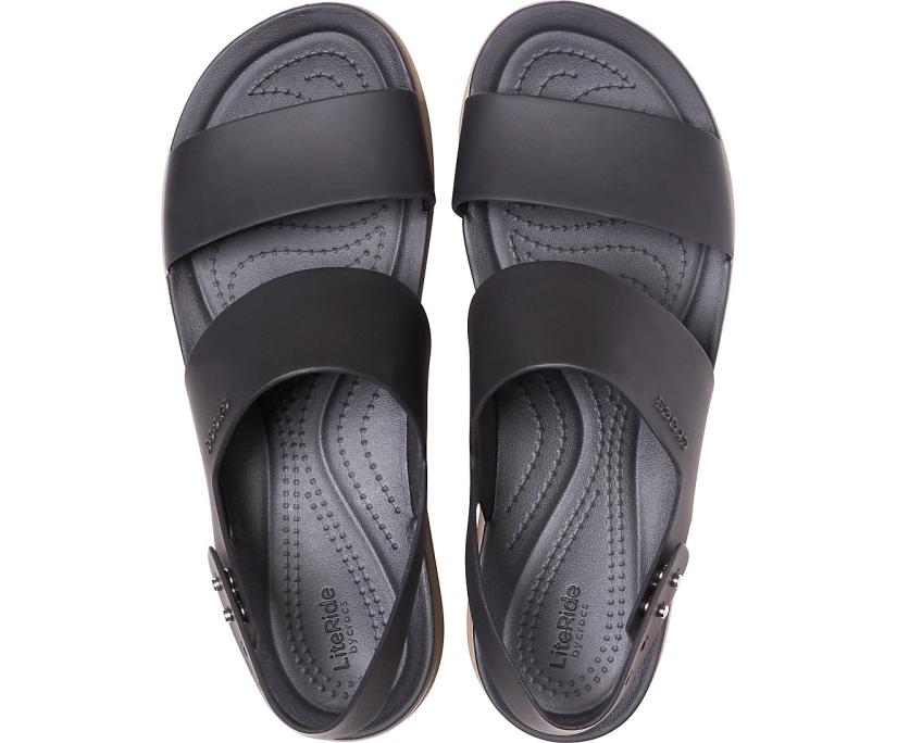 Women Crocs Brooklyn Low Wedge Black / Mushroom | Crocs Sandals